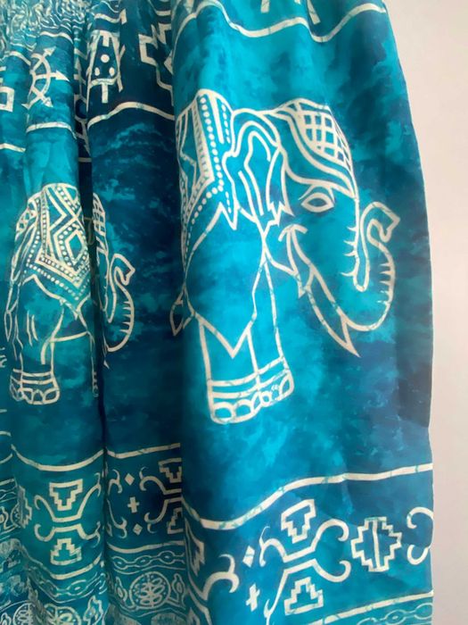 Pantaloni dama de vara, vascoza, turcoaz, largi, S/36, nou