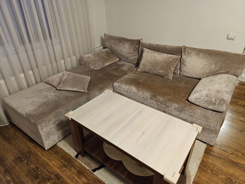 Colțar extensibil cu ladă depozitare, pluș premium – 2,10 m