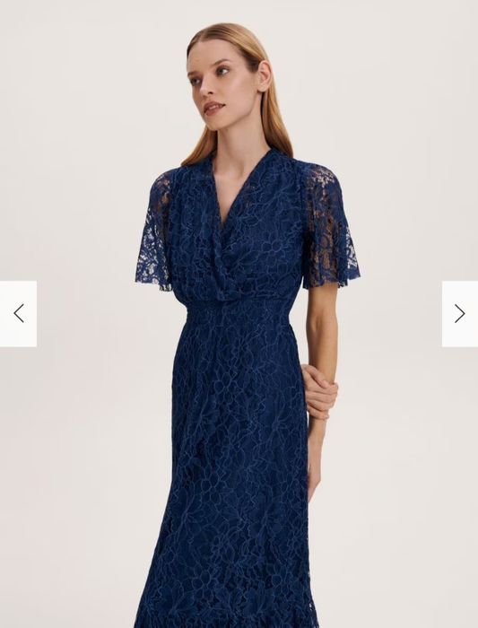 Нова синя, дантелена, елегантна рокля - L размер