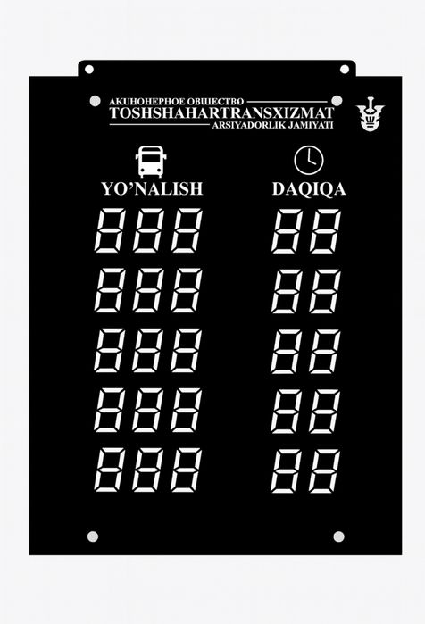 Avtobus bekatlar uchun elektron Tablo