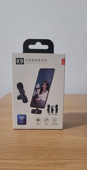 Microfon Wireless K9 (Lavalieră) Plug & Play pentru Vlogging/Live Show