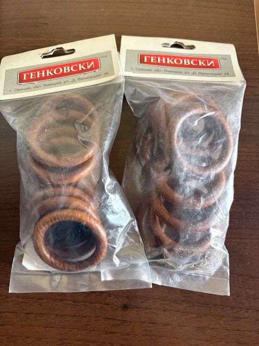 Дървени халки за корниз „Генковски“ – 2 пакета × 10 бр. | Ф28 | Череша