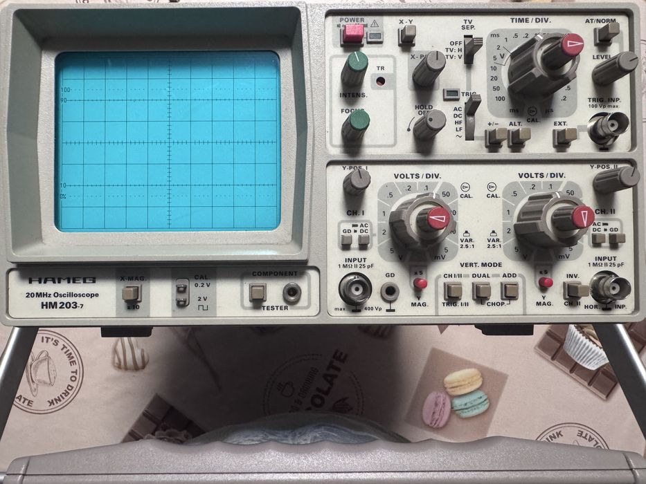 Аналогов осцилоскоп HAMEG HM 203-7 (20 MHz) – Като нов, пълен комплект!