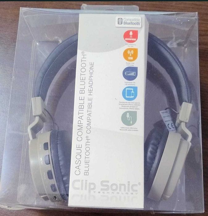 Căști bluetooth Clip Sonic TES 148G - gri și albastre