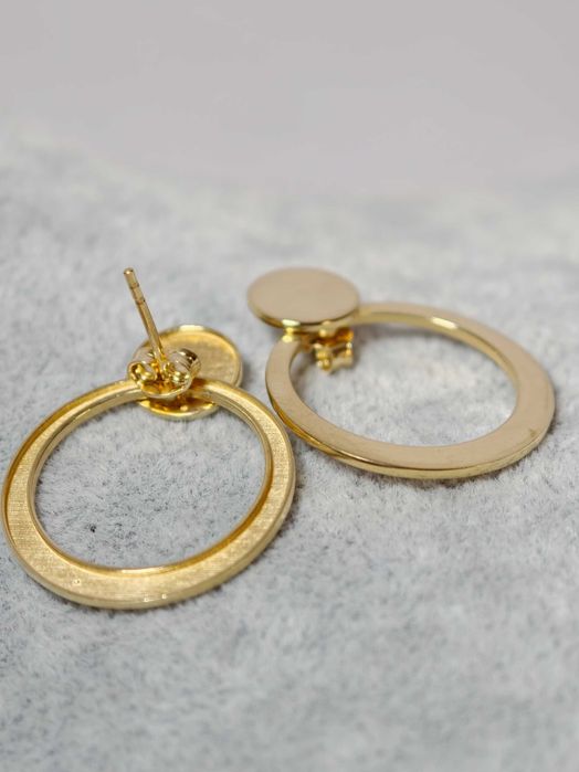 Cercei Eleganți din Aur 14K cu Design Modern – Model Două Cercuri