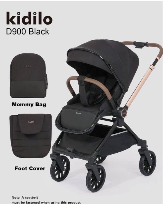 Коляска 2 в 1 Kidilo Black (трансформер)