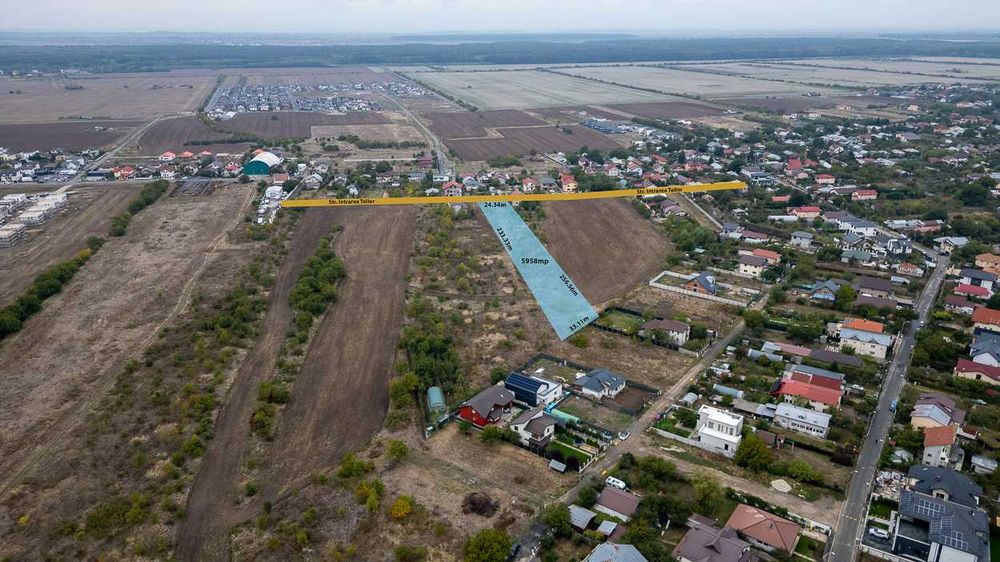 BUFTEA - FLAMANZENI,Teren Intravilan  5958 MP,Deschidere 24 M,Toate UTILITATILE,URGENT!!!