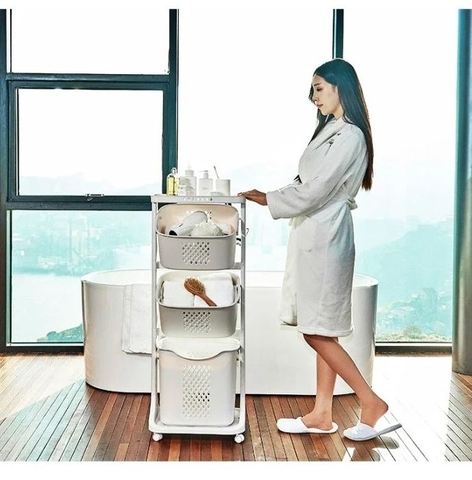 Корзина для белья с полками. Tokchali kir yuvish savatchasi.