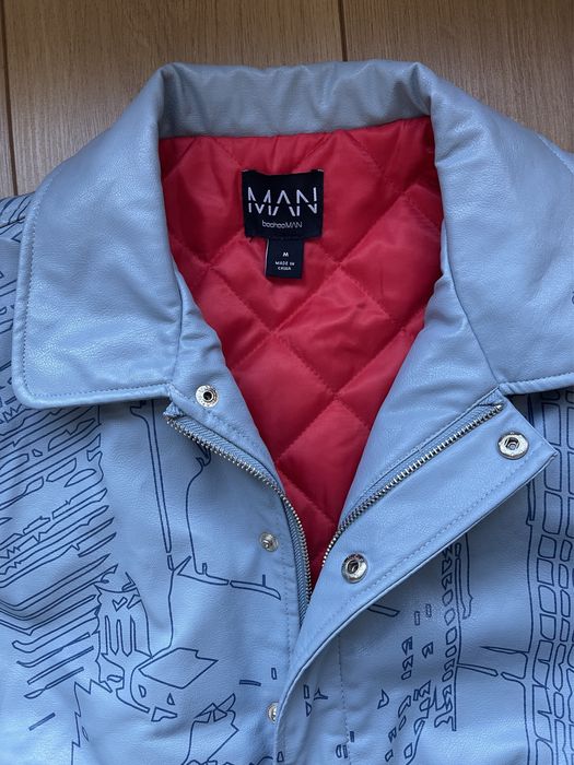 Бомбър кожено яке Boohoo MAN