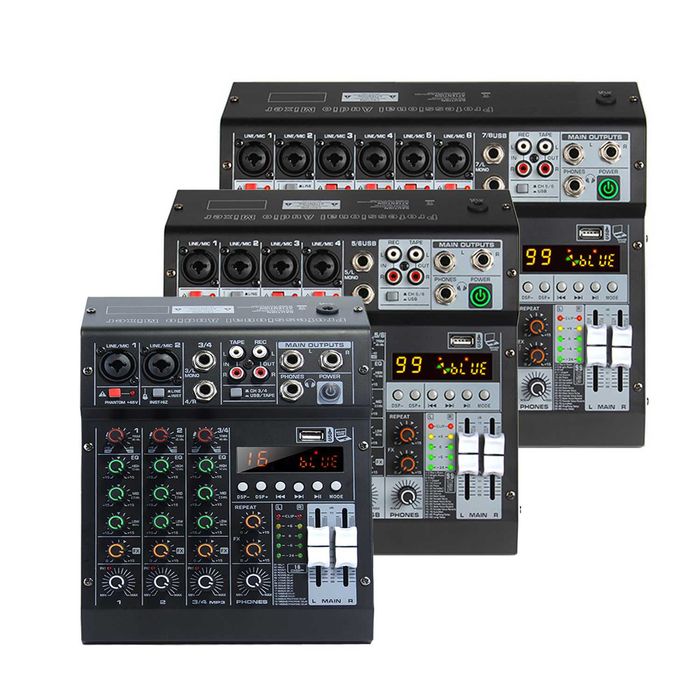 Pasiv mixer audio 6 canale KT6M Stereo canal USB Bluetooth 99 digital DSP efecte LED ecran