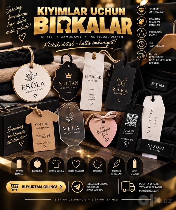 Birka Etiketka Karton sumka paket upako Dtf pechat ДТФ печатьvka emble