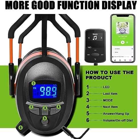 Protectie auditiva antifonice, Gardtech Hearing Protection With Bluetooth, FM Radio Earmuffs, NRR 29dB Hearing Protection Headphones