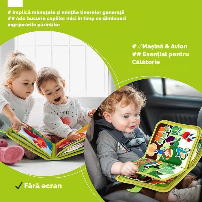 Carte Montessori, Jucărie senzorială educativa pentru copii 1-4 ani