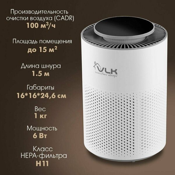 Очиститель воздуха для дома VLK SAN REMO 300, HEPA-фильтр, 15 м²