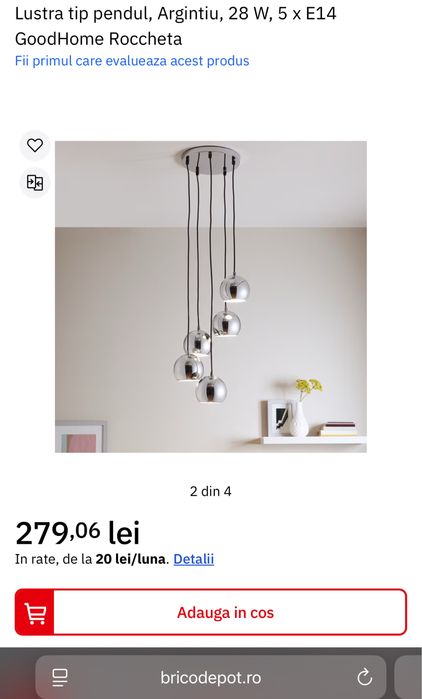 Lustra pendul Roccheta, argintiu