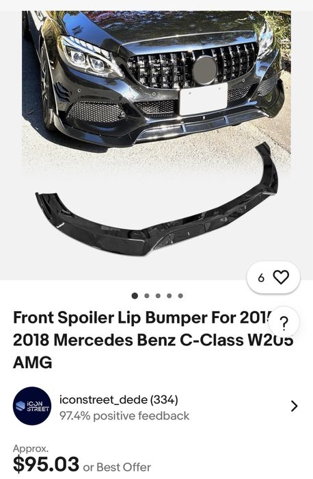 Lip bara fata AMG agresiv Mercedes C class w205 si aripioare