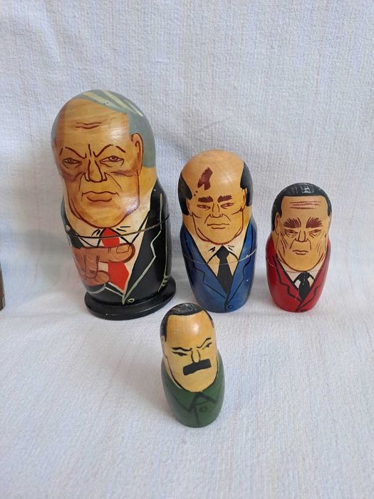 matrioska veche lemn presedinti urss 14,5 - 18,5 cm