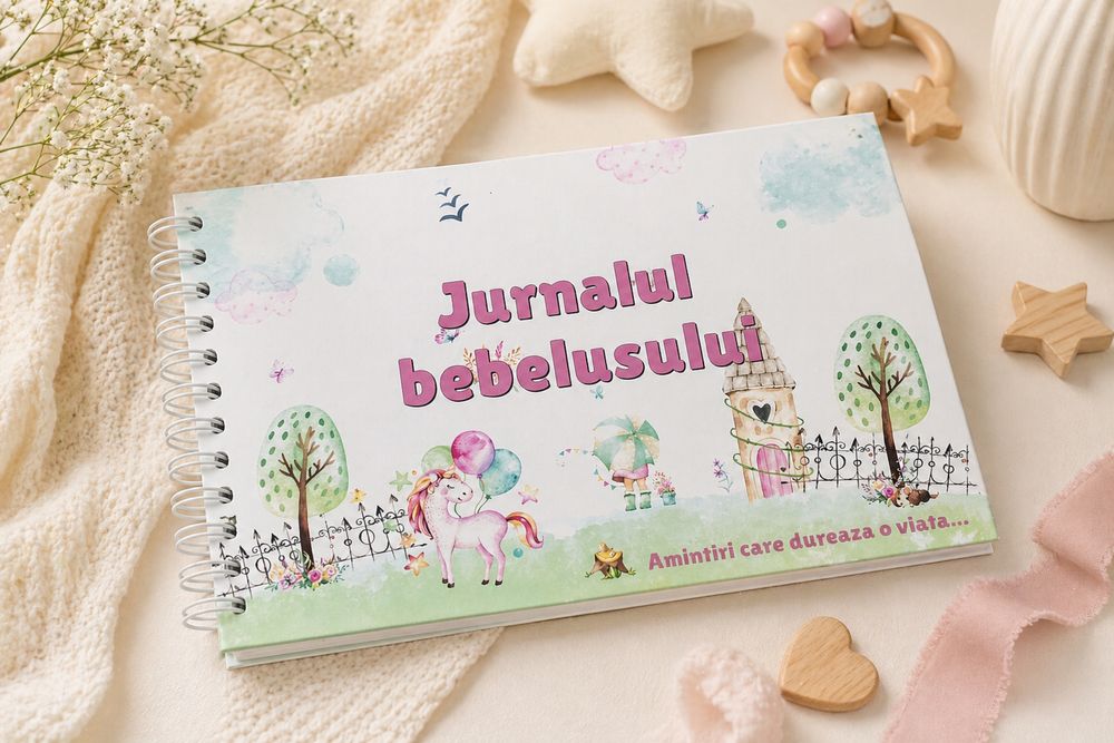 Jurnalul bebelusului coperta roz , amintiri din primul an de viata al bebelusului