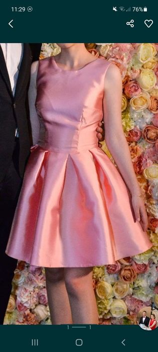 Rochie elegantă roz cu fundiță la spate