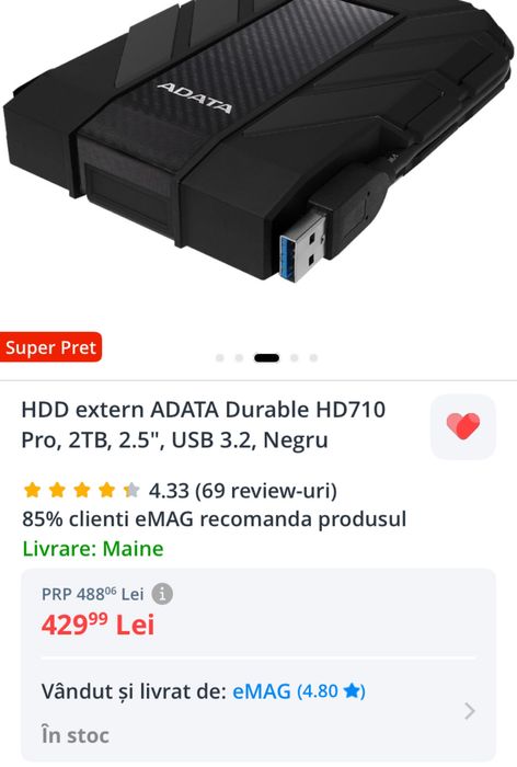 HDD extern ADATA Durable HD710 2TB 2.5” USB3.2