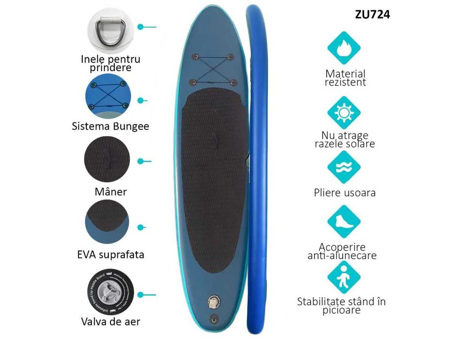 Placă de surf gonflabilă SUP 10'6 Albastru închis Stand Up Paddle