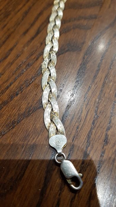 C Superbă bratara argint 925 Italy aurita,model impletit deosebit