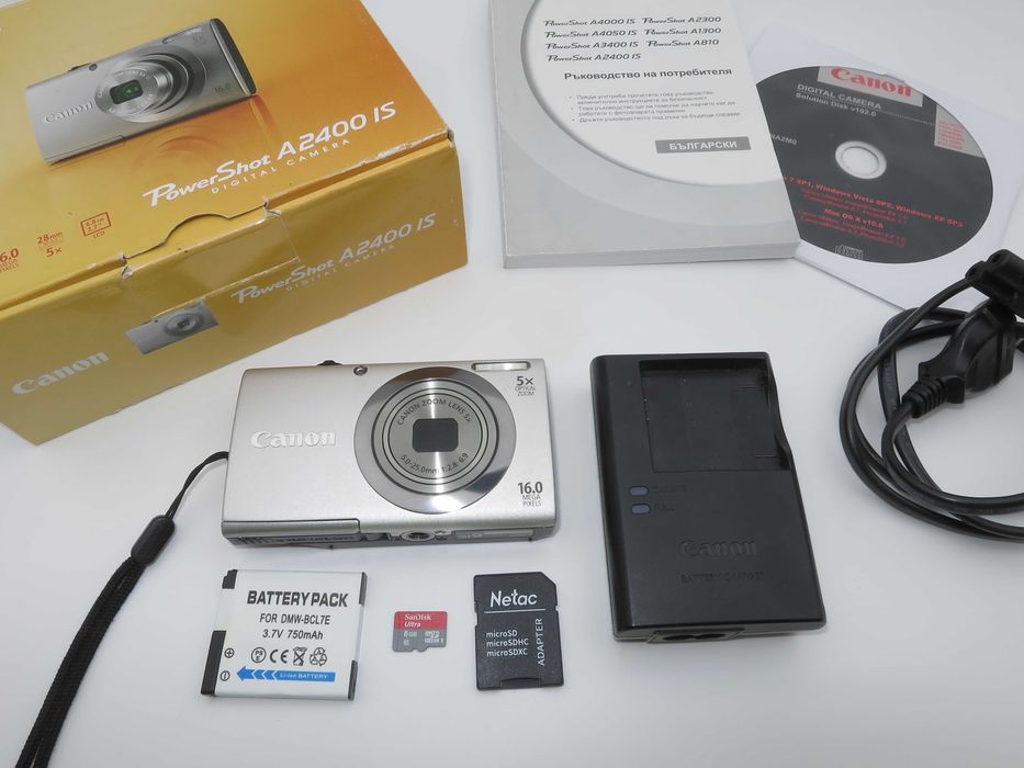 Canon PowerShot A2400 ултра компактен цифров фотоапарат, дигитална камера, 16MP, като НОВА, пълен комплект, работи отлично!