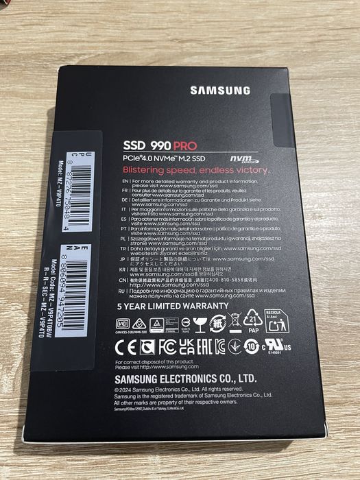 Samsung SSD 4TB 990 pro NVMe 7450 MB/s -чисто ново, неразопаковно