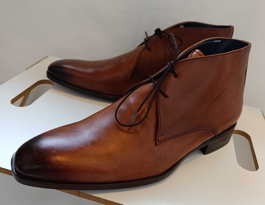 Ghete lace up 45 46 lucrate manual Ortiz & Reed NOI piele naturala