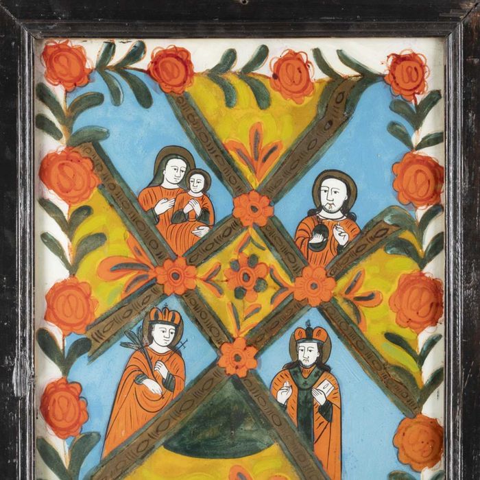 Icoană pe glajă „Masa Raiului”, atelier din Nicula, sec. XIX