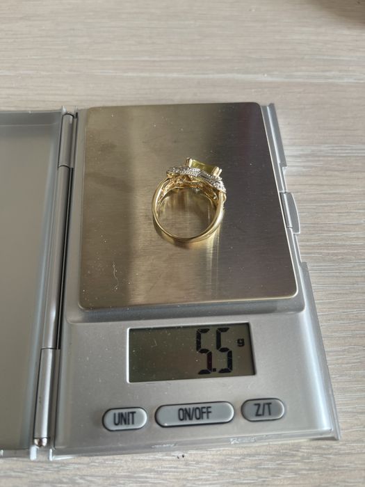 Inel aur galben 14k cu piatra citrin