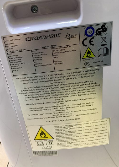 Мобилен климатик Suntec Coolfixx Eco R290 14-ка