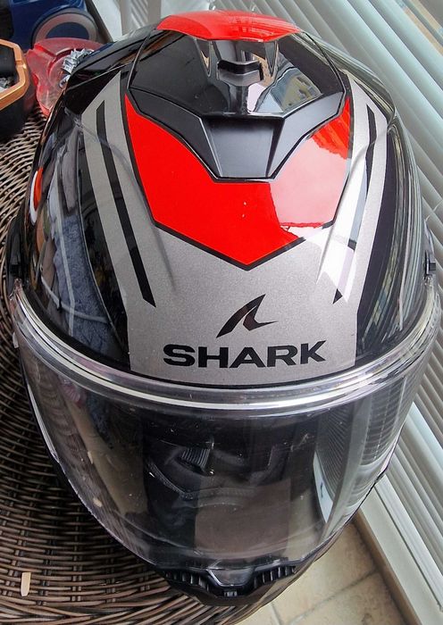 Мото каска Shark Oxo Modular Helmet Rydger - Gloss Black Silver Red – Размер L (59-60 см)