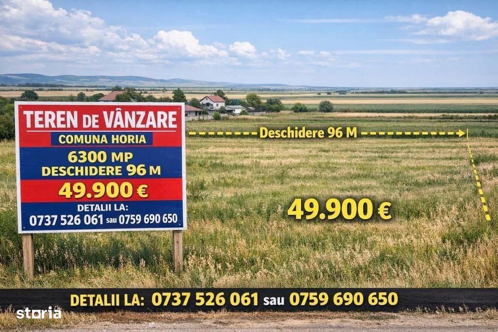 De vanzare teren intravilan, situat in Horia, 6300mp 49.900 euro