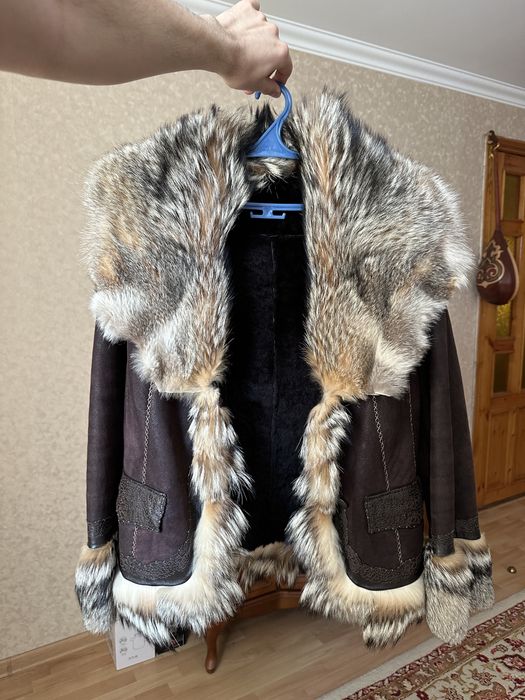 Куртка-дубленка с волчьим мехом