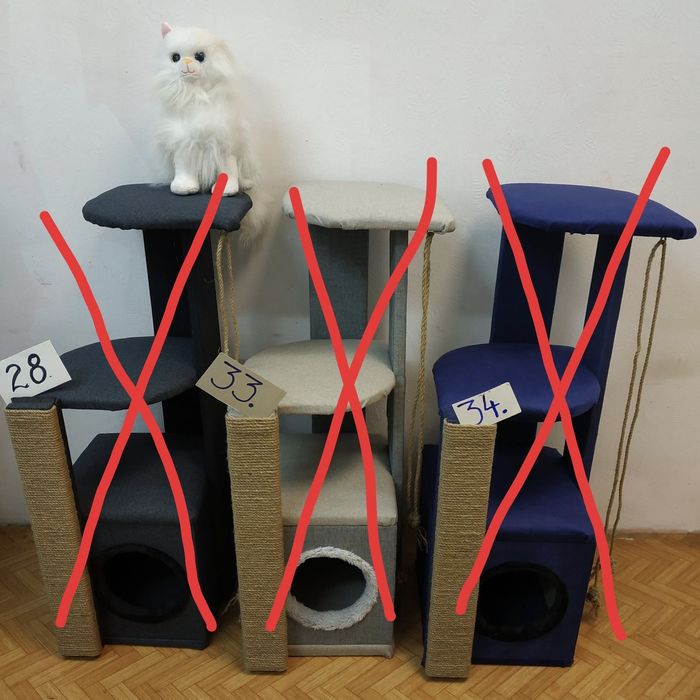 Нови 90см сглобени Котешки катерушки с къщичка – производител ОБЛЕН