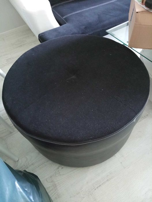 Табуретка с кожа и плюш