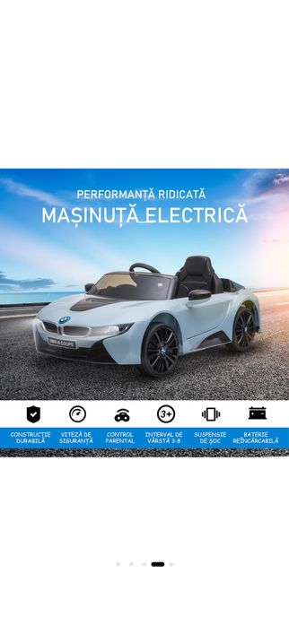 Masina Electrica, Homcom, Licenta BMW I8 Coupe, cu telecomanda, MP3, baterie