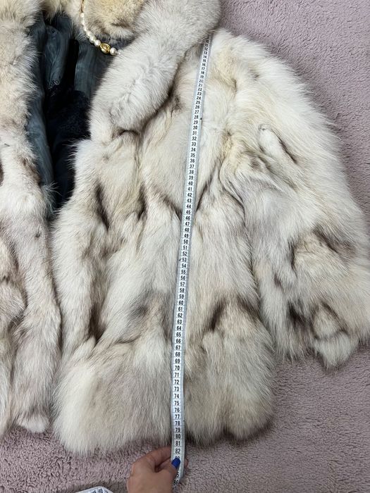 Haină de blană de vulpe, bej, premium, M/L impecabila