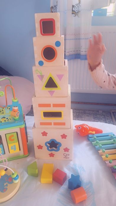 Cuburi educative din lemn si  xilofon