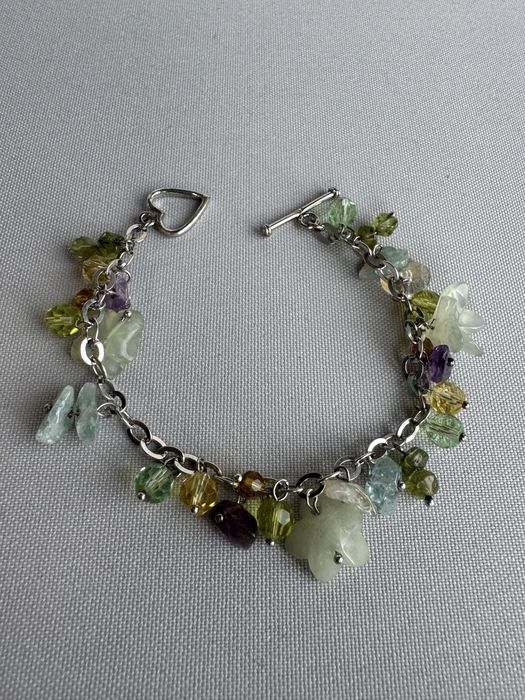 Bratara din argint cu jad, peridot, ametist, citrin si zirconii