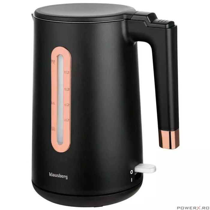 Fierbator electric, fabricat din otel inoxidabil, negru/auriu roz,