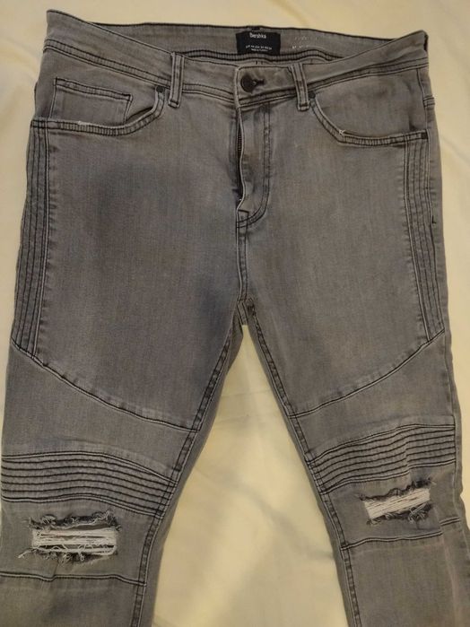 Pantaloni lungi blugi originali Bershka superbi gri