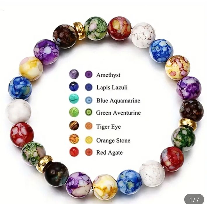 Cadou Craciun Brățară si lănțișor de pietre Reiki cu 7 chakre