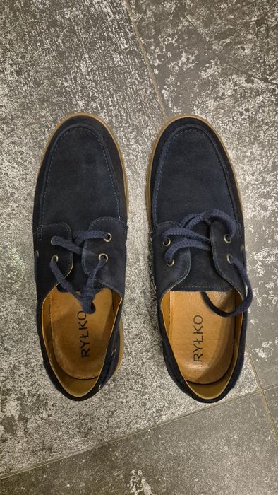 Pantofi piele întoarsă culoare albastu