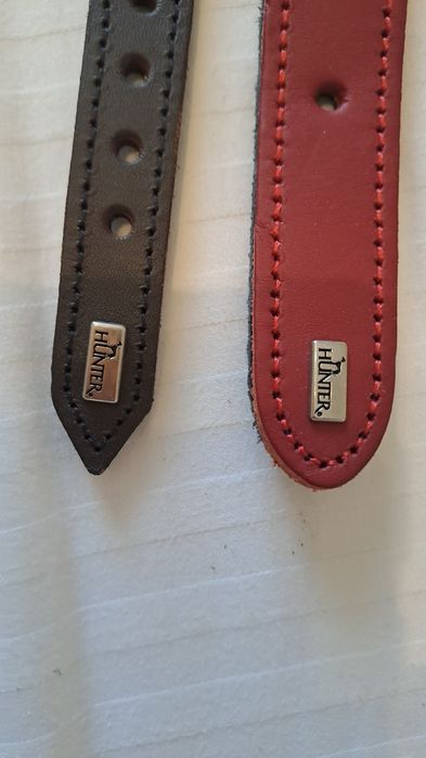 Zgarda  piele/HUNTER Swiss pentru Caini, Piele, Cruce Elvetiana, Rosu/Maro inchis/ disponibil 4 mărimi