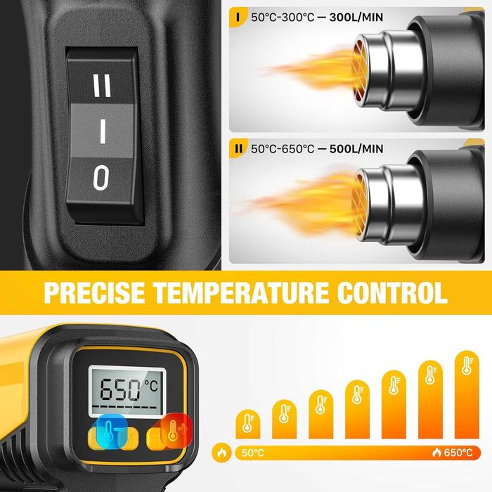 Suflanta/pistol aer cald, 2000W, Ecran LCD,50-650gr,REDUS de la 300RON