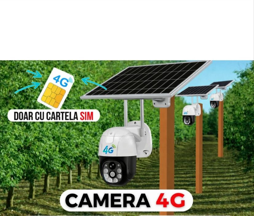 Cameră supraveghere,2 lentile cu panou solar și 4 G  cartelă SIM