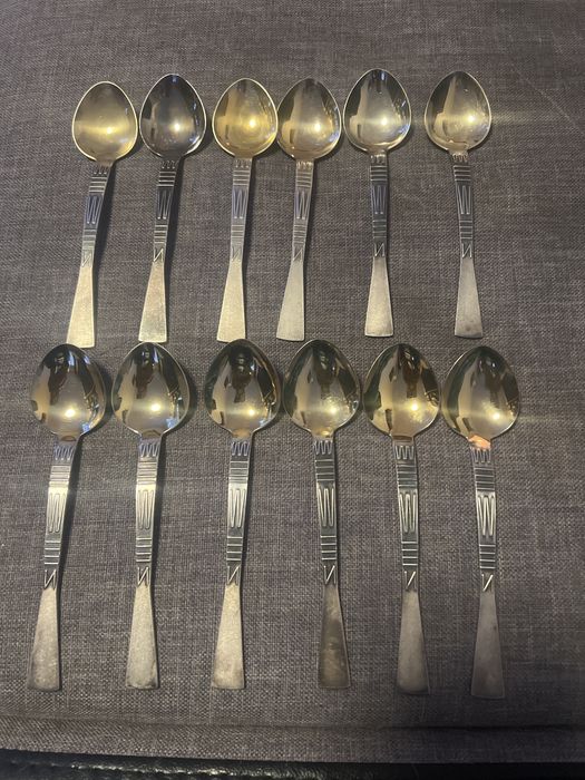 12 посребрени /позлатени чаени лъжици