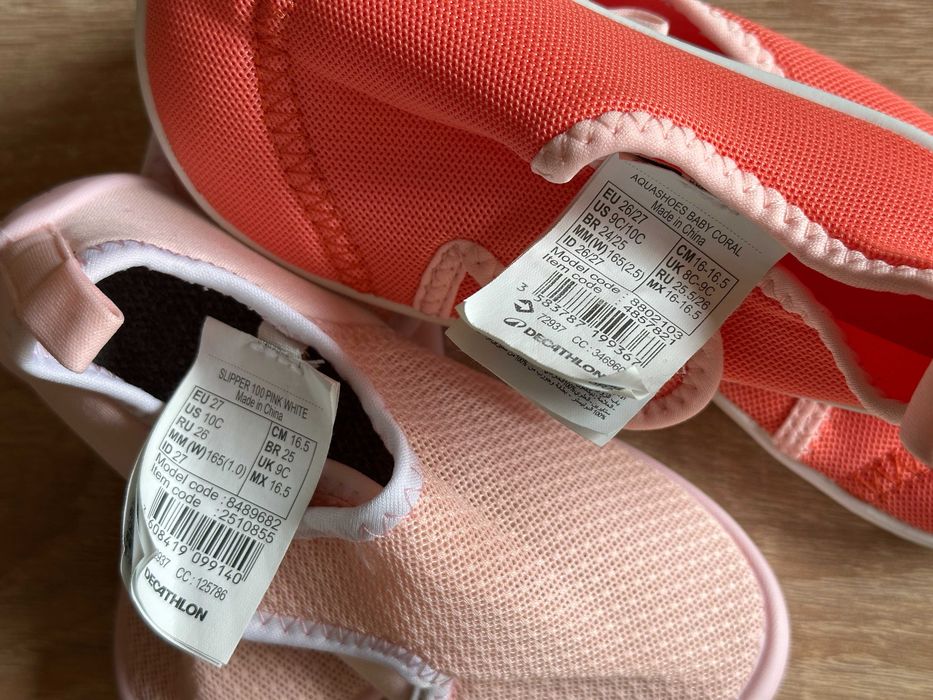 НОВИ Два чифта детски аква обувки - Decathlon и Nabaiji, размер 26 / 27